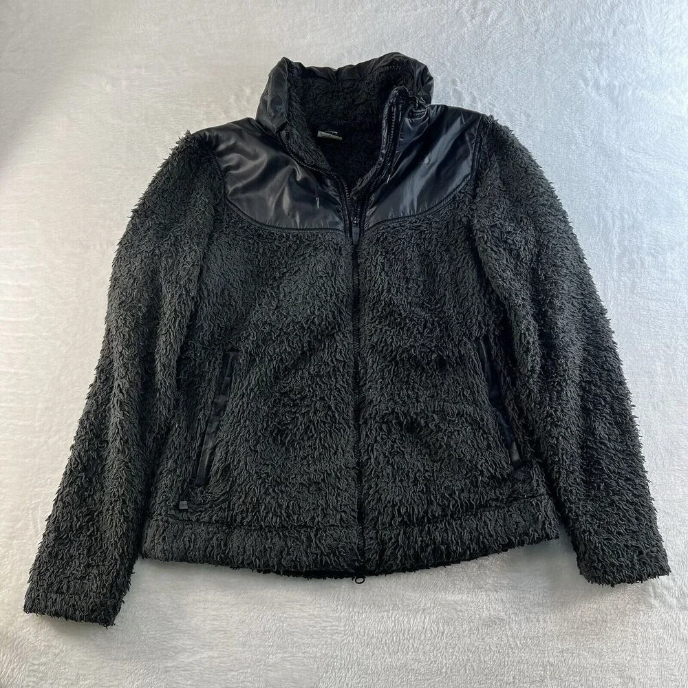 NIKE‎ ACG Women's Medium Black Teddy Fleece Full Zip Jacket Super Soft Plush